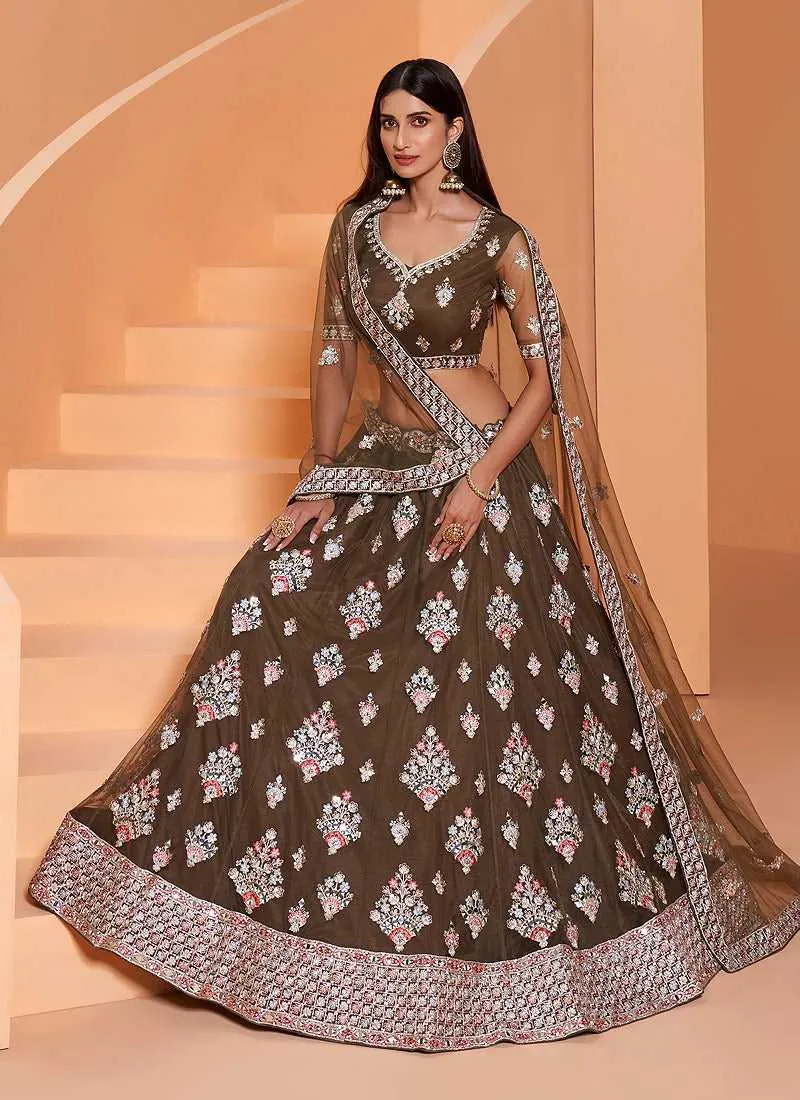 Moss Green Heavy Floral Embroidered Stylish Lehenga Choli