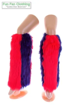 Navy & Red Faux Fur Leg Warmers - Game Day Booties
