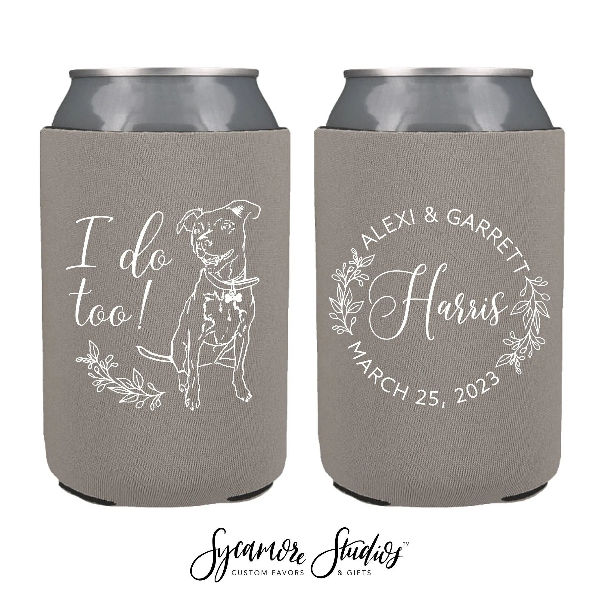 Neoprene Wedding Can Cooler #192N - Custom Pet Illustration