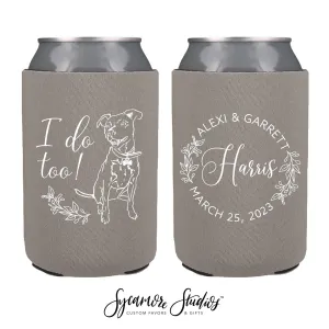 Neoprene Wedding Can Cooler #192N - Custom Pet Illustration
