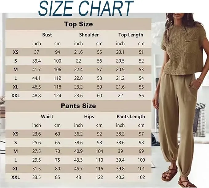 NEW SweatyShark 2 Piece Outfits for Women Sweater Sets Cozy Knit Pullover Crop Tops High Waisted Pants Loungewear Set, Sz 2X! NOTE; BOTH TOP & BOTTOM ARE WHITE