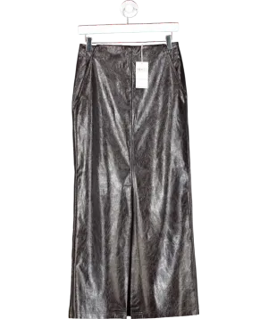 Next Brown Faux Leather Knee Length Skirt UK 6