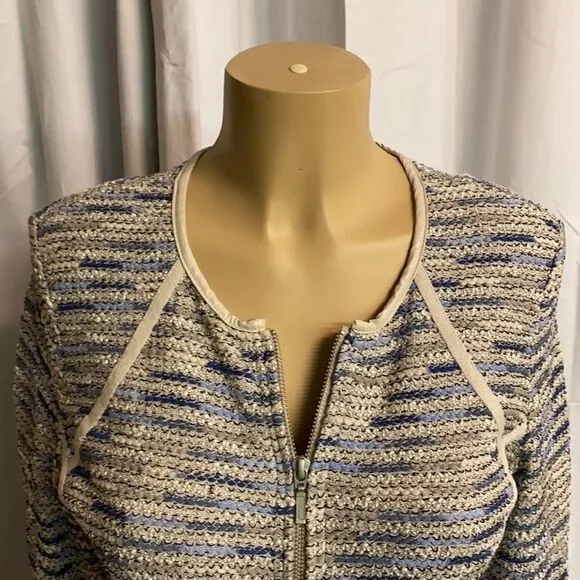 NIC ZOE tweed jacket zip blazer petite Size S C11
