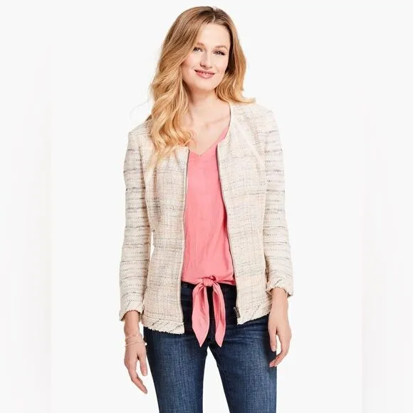NIC ZOE tweed jacket zip blazer petite Size S C11