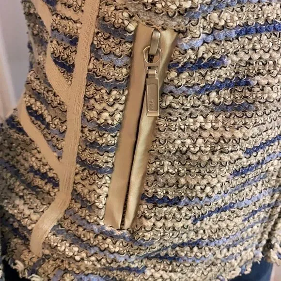 NIC ZOE tweed jacket zip blazer petite Size S C11