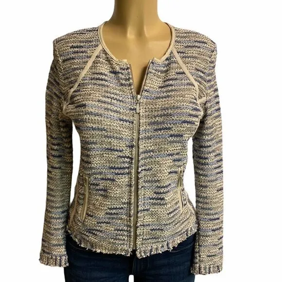 NIC ZOE tweed jacket zip blazer petite Size S C11