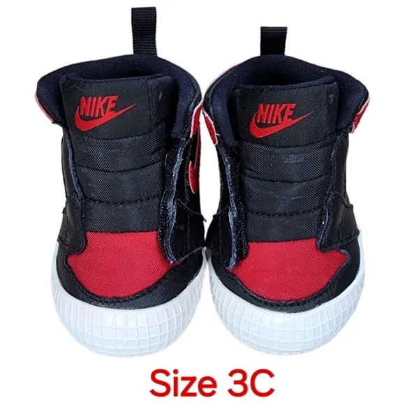 Nike Air Jordan 1 Crib Bootie &quot;BRED&quot; BANNED AT3745-023 Size 3C Black Varsity Red