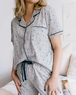 Notched Collar PJ Set in All Over Print