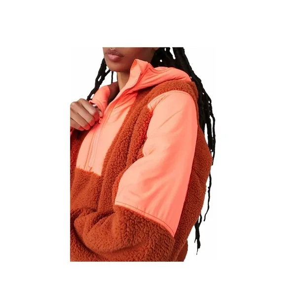 NWT 🍃 Free People Movement Pullover - Neon Coral Combo - Medium