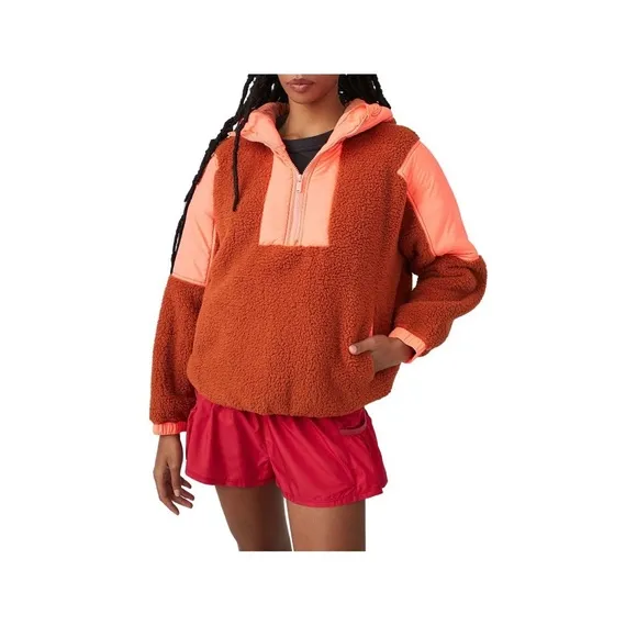 NWT 🍃 Free People Movement Pullover - Neon Coral Combo - Medium