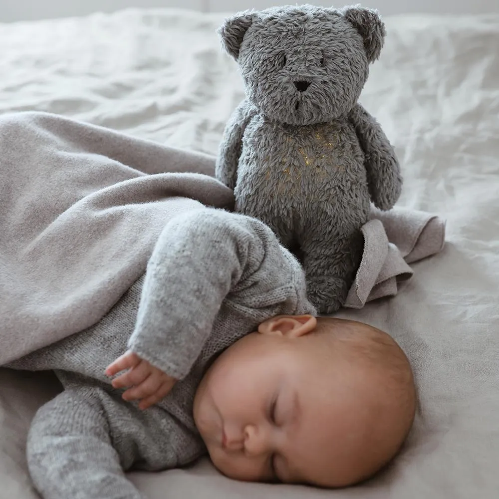 Organic Cotton Humming Bear with Night Light (Grey)