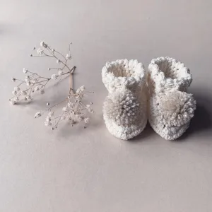 Organic Cotton Pom Pom Baby Booties