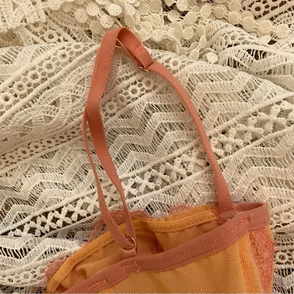 Out From Under Modern Love Lace Bustier in Peach and Orange