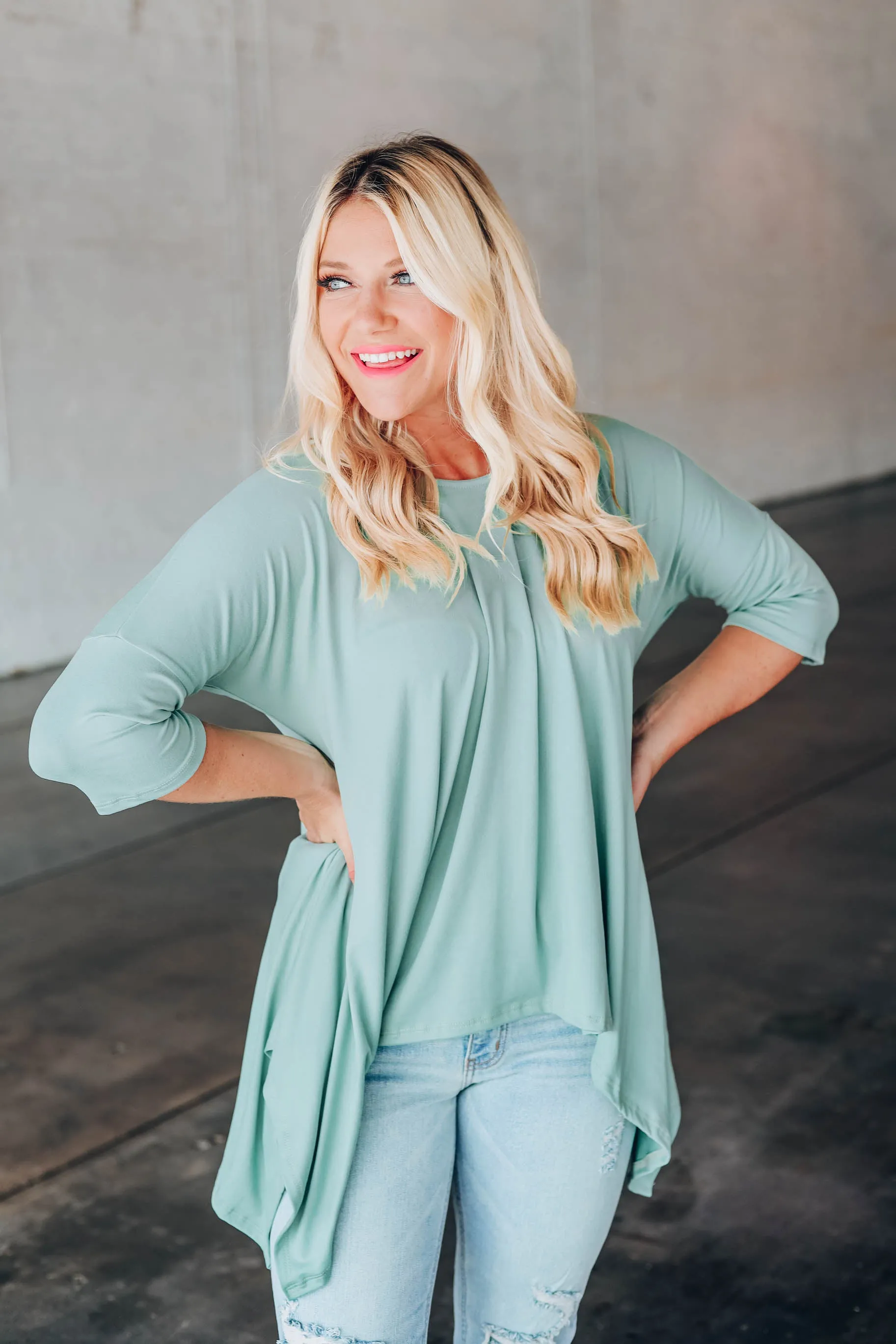 Own It Asymmetrical Tunic - Sage