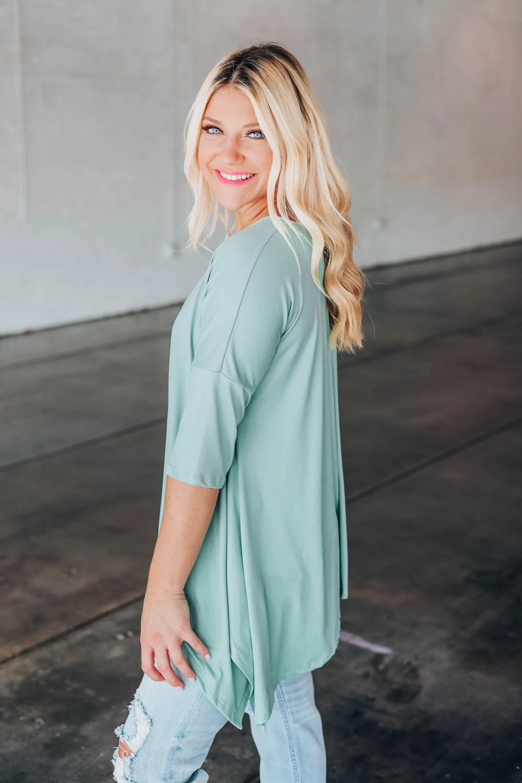 Own It Asymmetrical Tunic - Sage