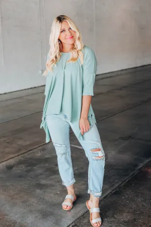 Own It Asymmetrical Tunic - Sage