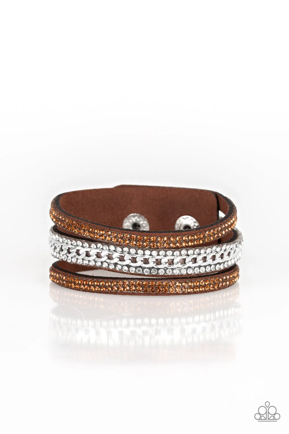 Paparazzi Rollin In Rhinestones Bracelet Brown