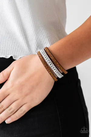 Paparazzi Rollin In Rhinestones Bracelet Brown
