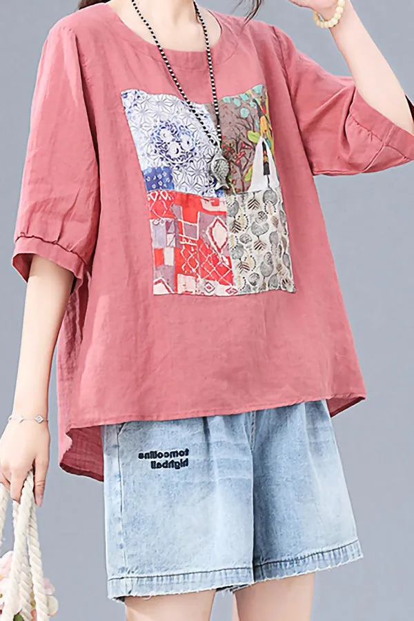 Pastoral Print Short Sleeve T-shirt