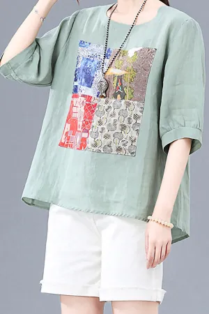 Pastoral Print Short Sleeve T-shirt