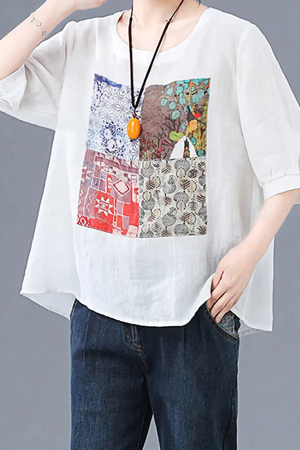 Pastoral Print Short Sleeve T-shirt