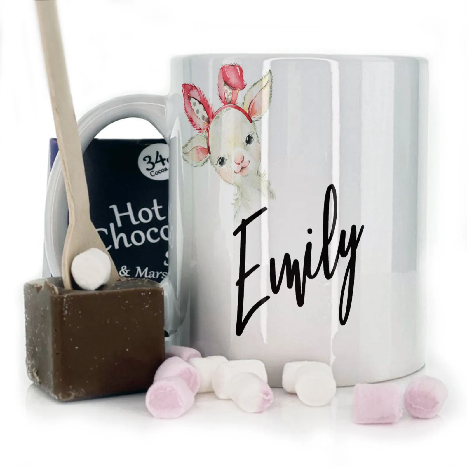 Personalised Mug with Stylish Text and Bunny Ears Lamb