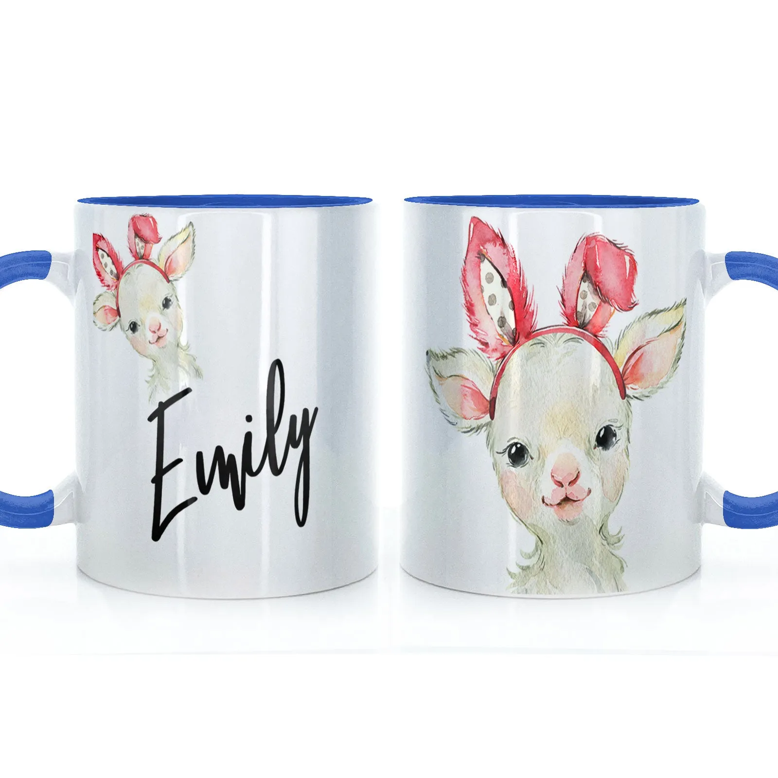 Personalised Mug with Stylish Text and Bunny Ears Lamb