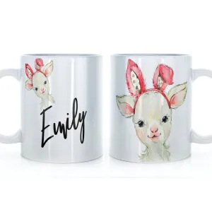 Personalised Mug with Stylish Text and Bunny Ears Lamb