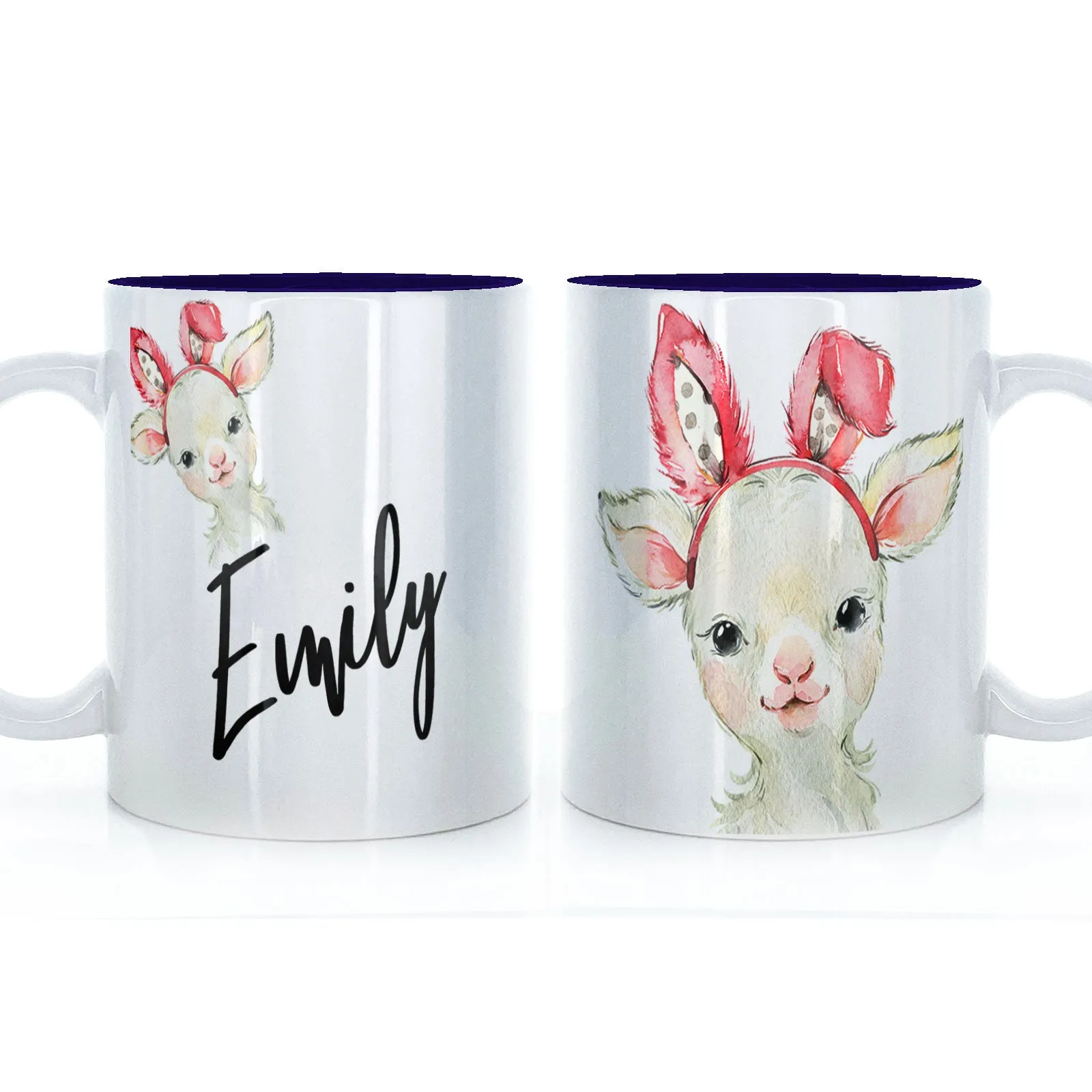 Personalised Mug with Stylish Text and Bunny Ears Lamb