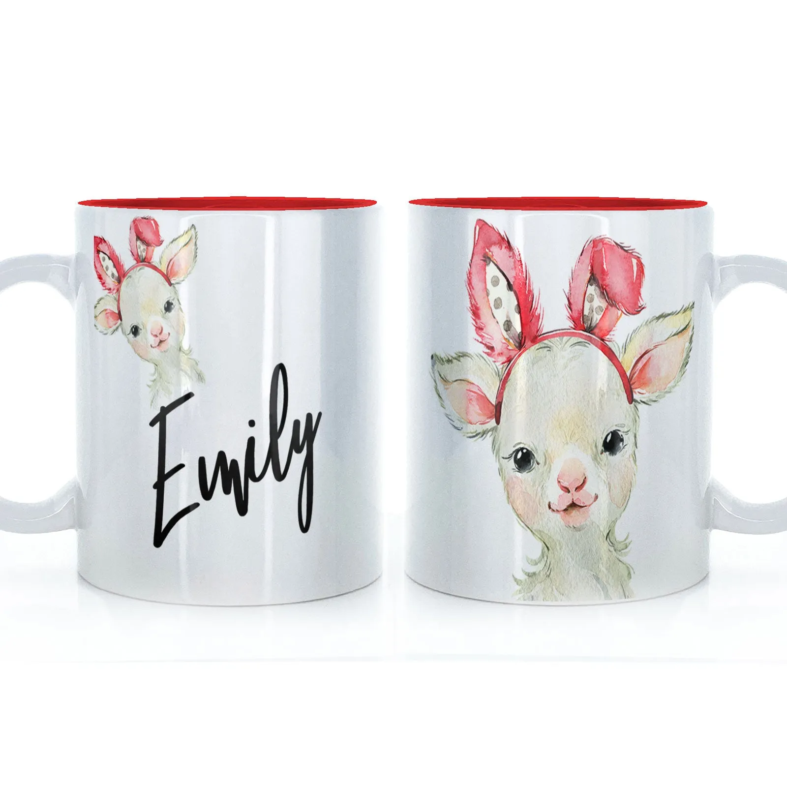 Personalised Mug with Stylish Text and Bunny Ears Lamb
