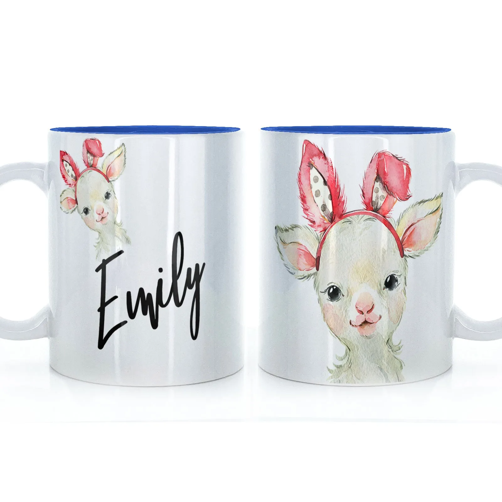 Personalised Mug with Stylish Text and Bunny Ears Lamb