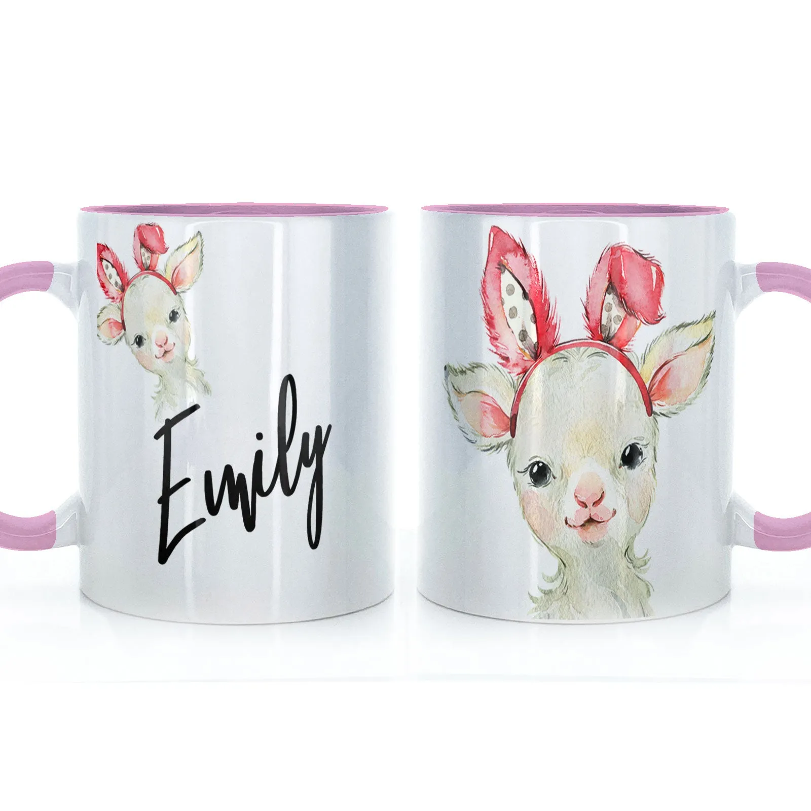 Personalised Mug with Stylish Text and Bunny Ears Lamb