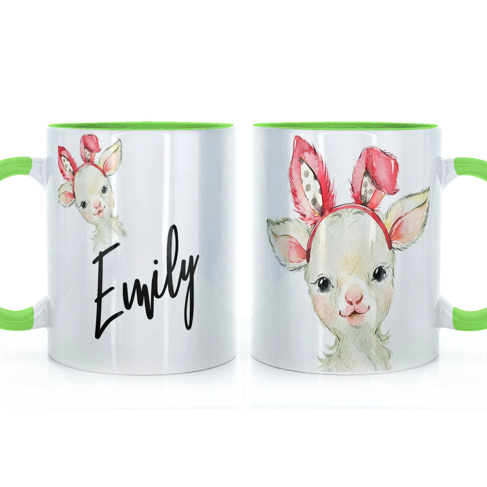 Personalised Mug with Stylish Text and Bunny Ears Lamb