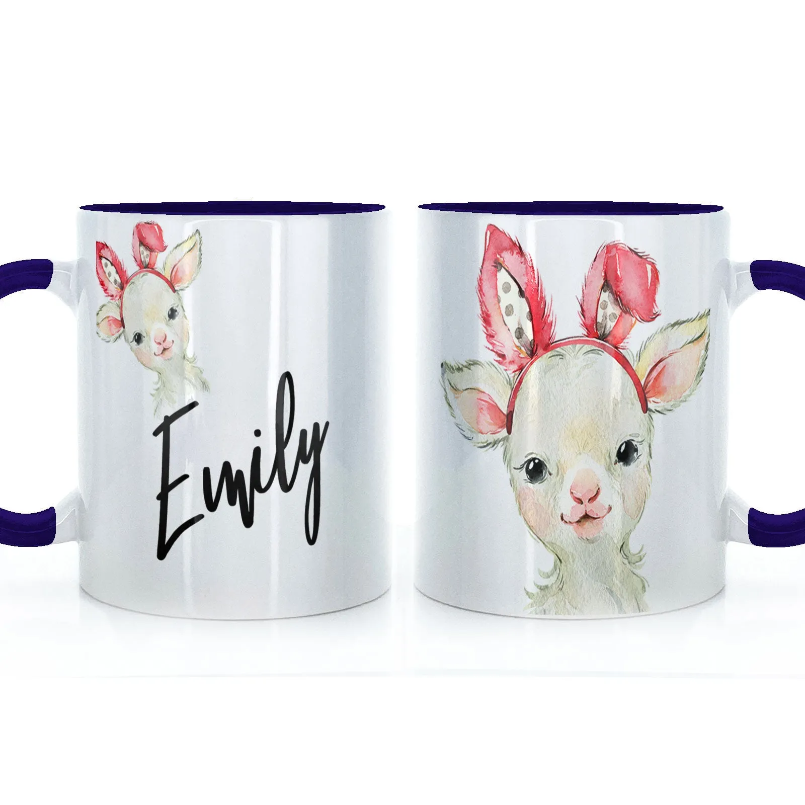 Personalised Mug with Stylish Text and Bunny Ears Lamb