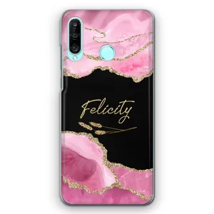 Personalised OnePlus Phone Hard Case with Stylish Custom Name on Rose Pink Marble