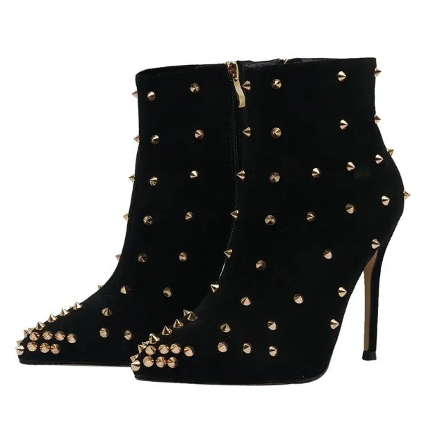 Petite Rockstud High Heeled Short Boots AP65