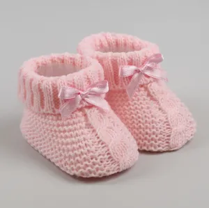 Pink Baby Booties with bow Newborn to 6 months