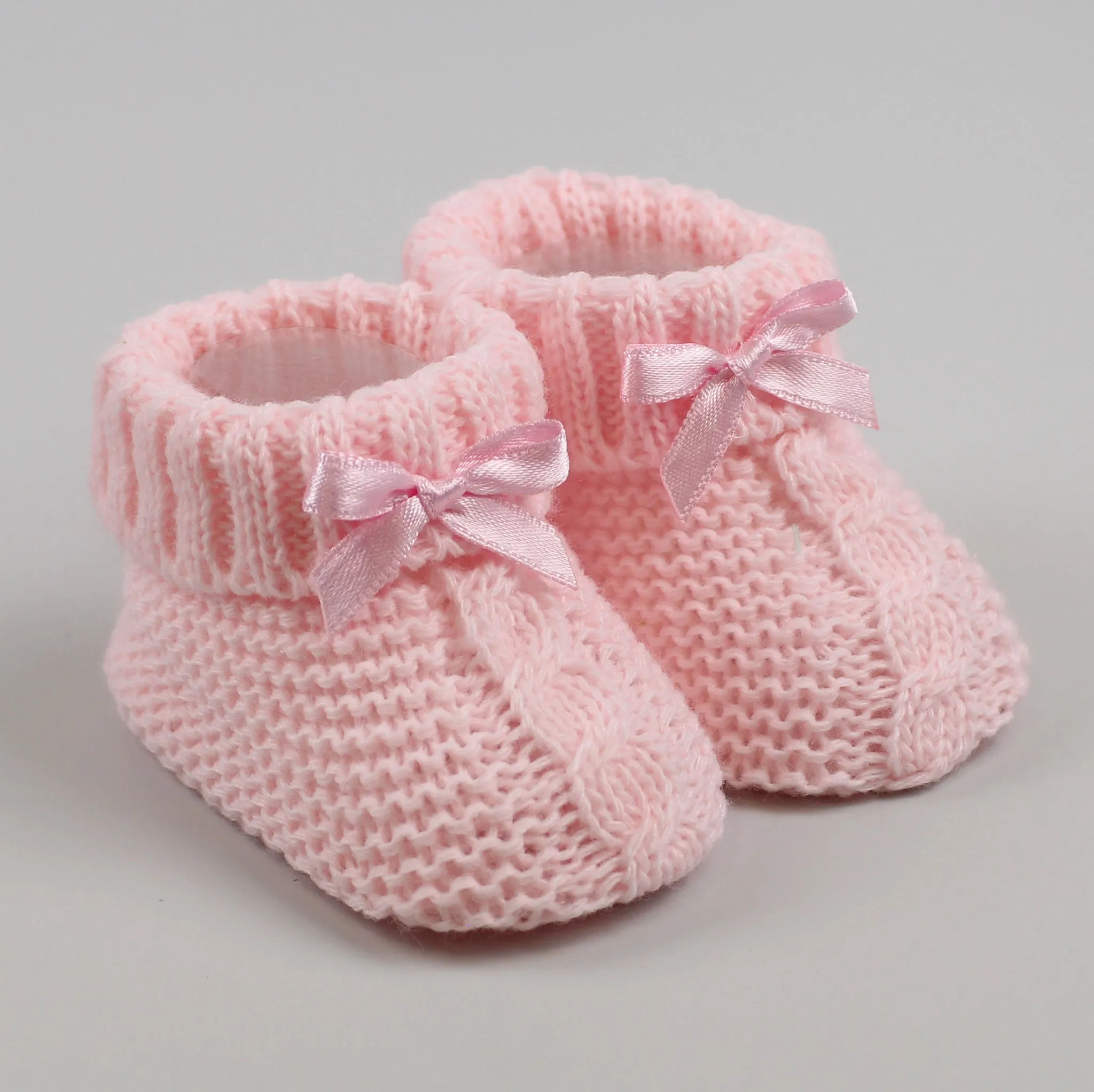 Pink Baby Booties with bow Newborn to 6 months