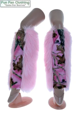 Pink Camo Faux Fur Leg Warmers