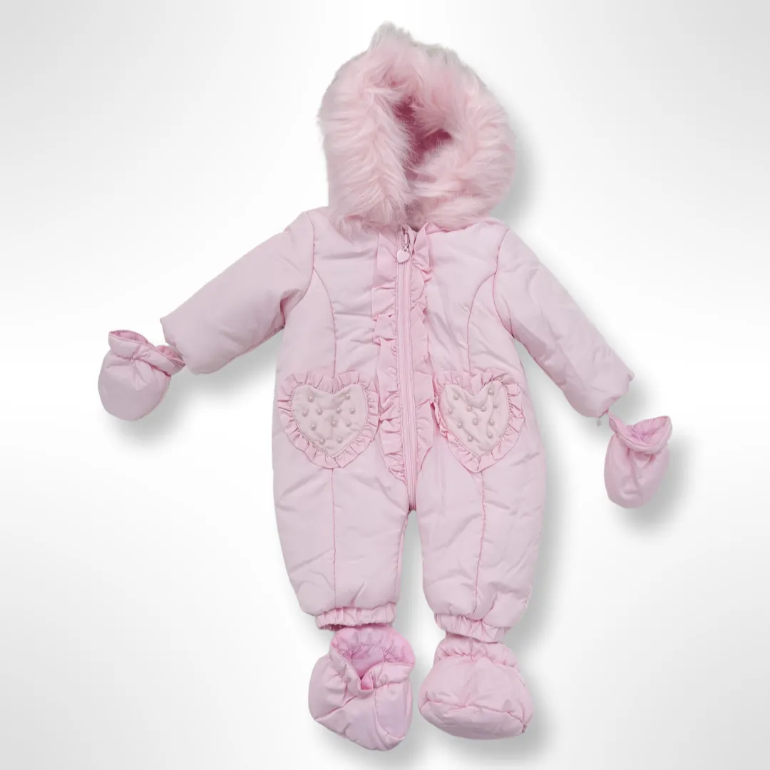 Pink Heart Beaded Pramsuit