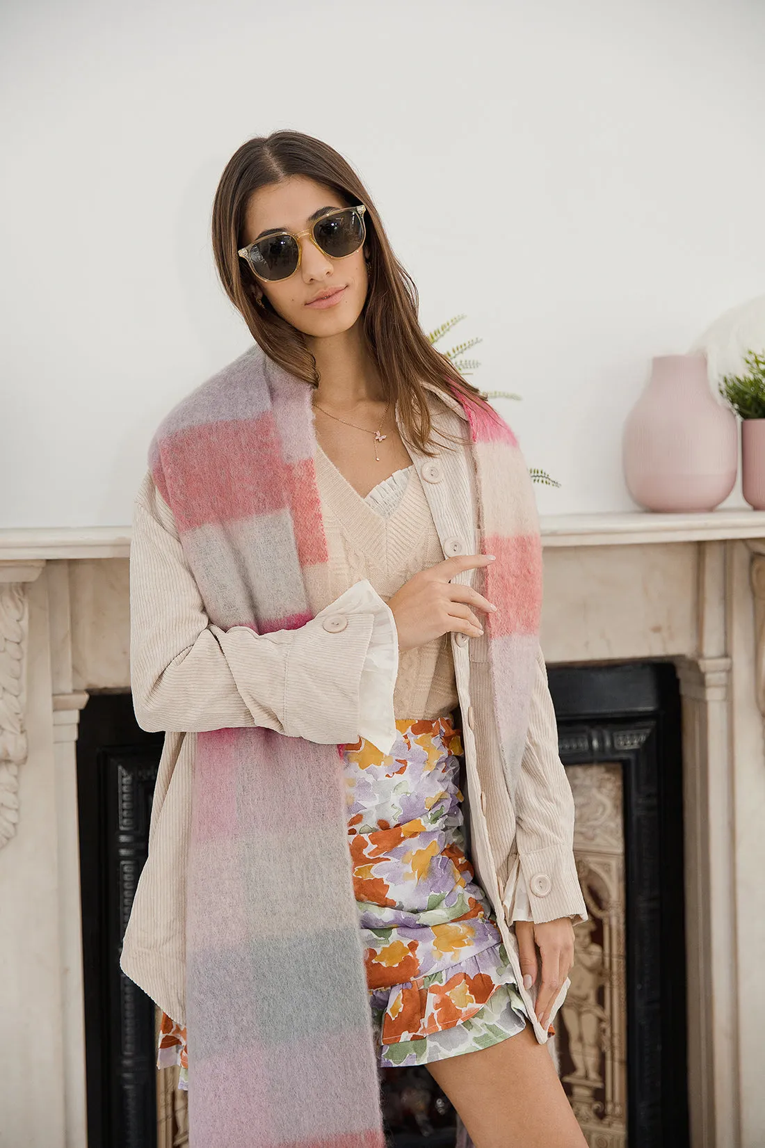 Plaid Warm Wrap Scarf
