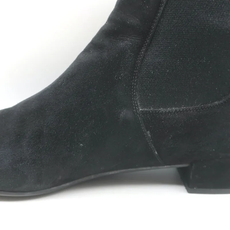 Prada Chelsea Boots Black Suede Size 37.5 Flat Ankle Boots