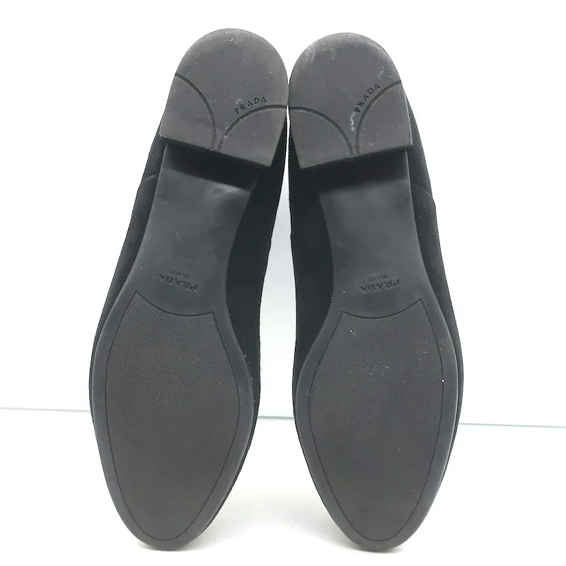 Prada Chelsea Boots Black Suede Size 37.5 Flat Ankle Boots