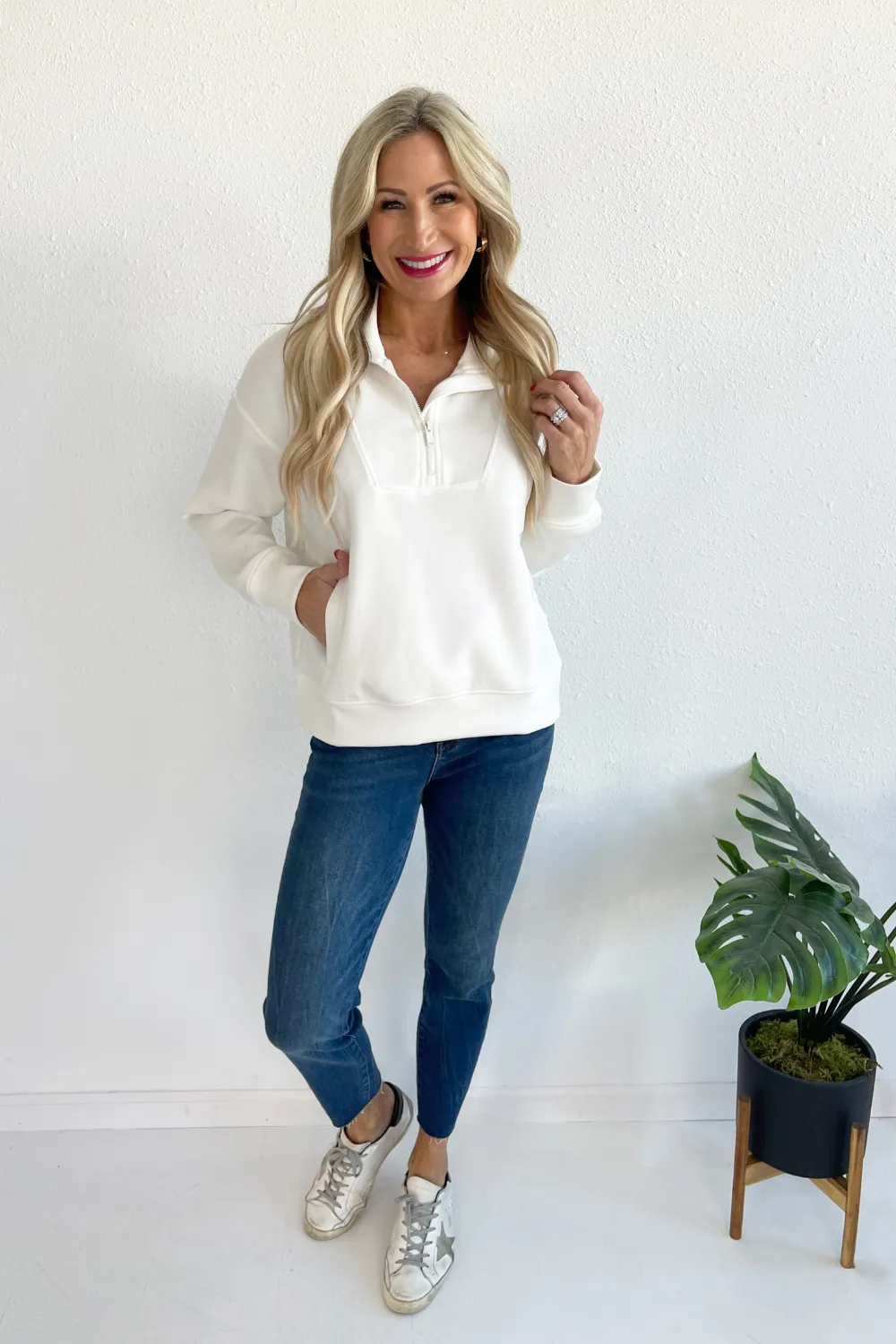 Quarter Zip Mock Neck Pullover