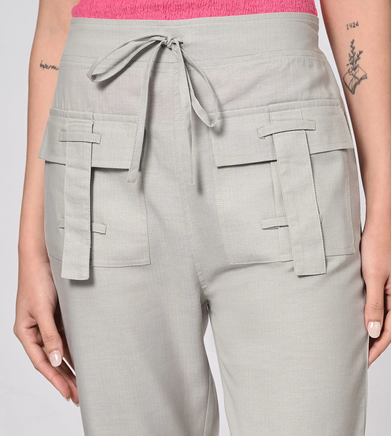 Rayon High Waisted Casual Pants