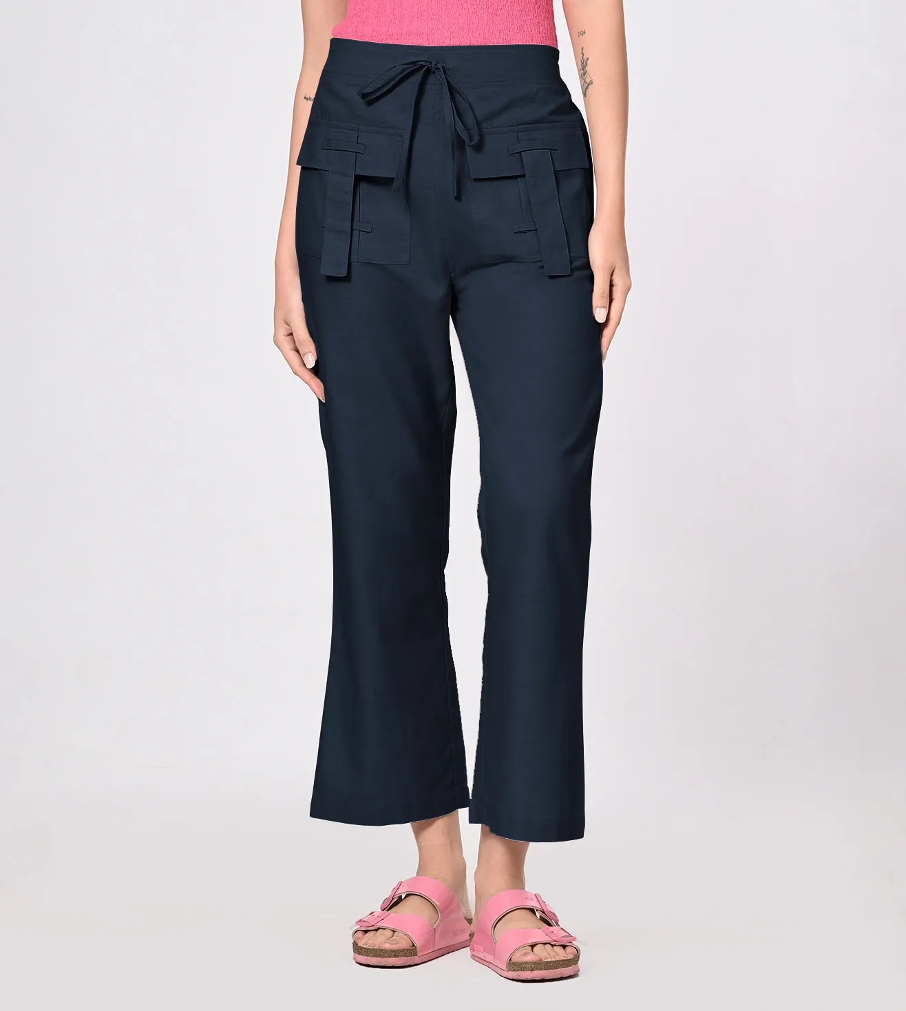 Rayon High Waisted Casual Pants