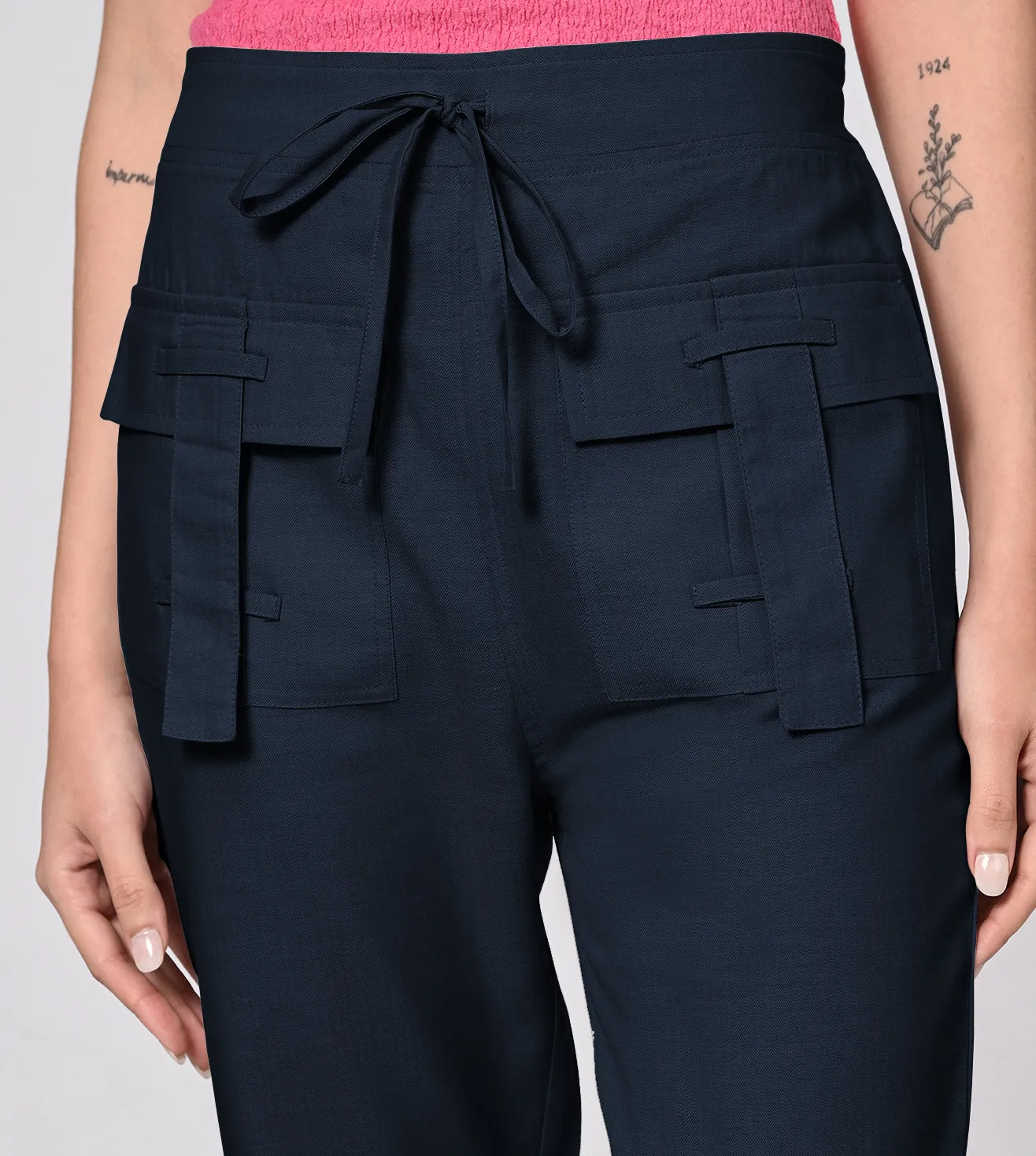 Rayon High Waisted Casual Pants