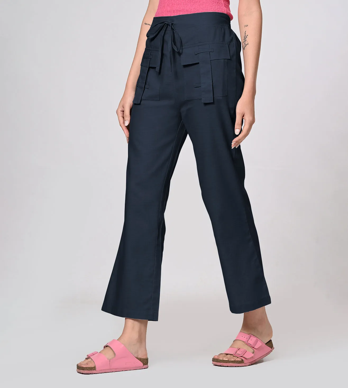 Rayon High Waisted Casual Pants