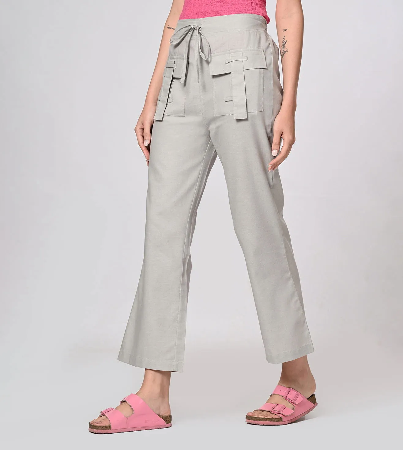 Rayon High Waisted Casual Pants