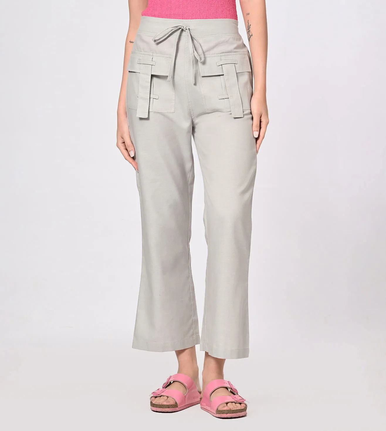 Rayon High Waisted Casual Pants